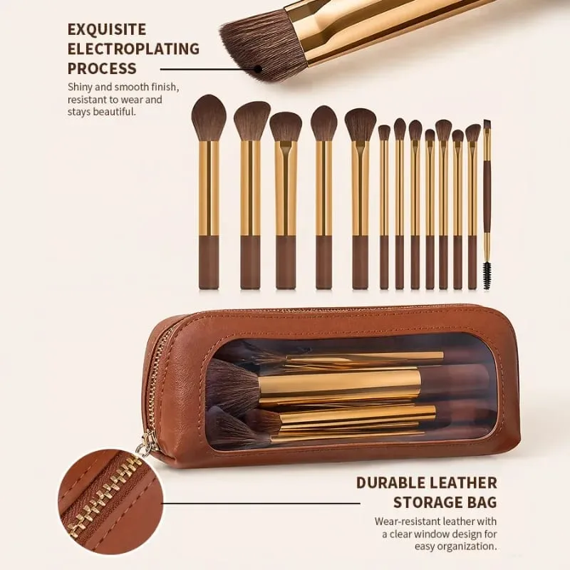Professional 13Pcs Makeup Brush Set 13 High Precision Brushes with Portable Storage Bag Cosmetic Tools for Foundation Blending