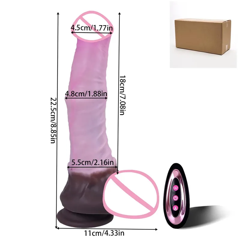 Kæmpe realistisk heste-dildo-vibration til kvinder teleskopisk fremstød dildo-kontrol opvarmning penis dyr dildoer vibrator sexlegetøj
