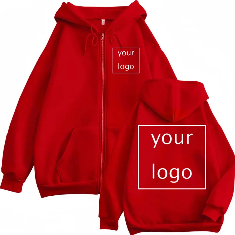 Autumn Winter Customized LOGO Graphic Print Zipper Hoodie High Quality Fashion Zip Up Pullovers Unisex Casual Loose Sweatshirts — image 5