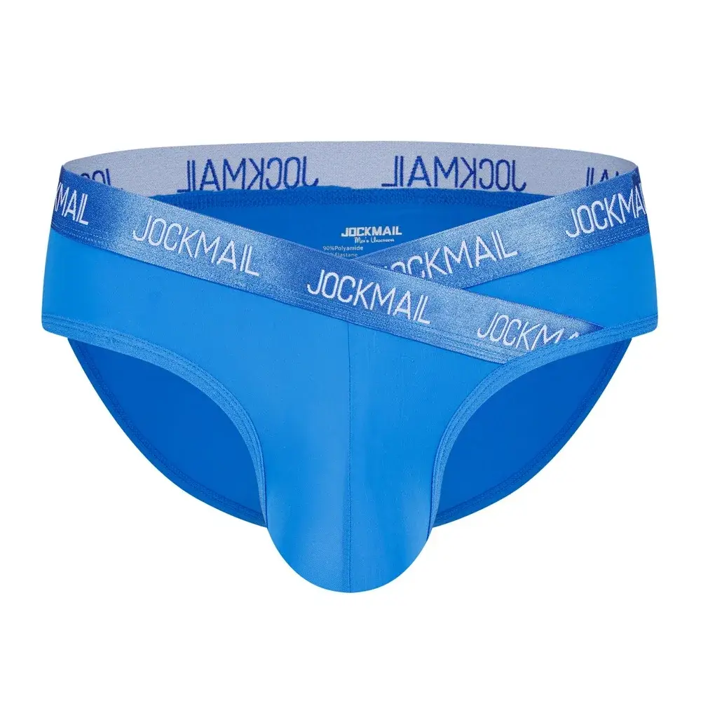 Jockmail メンズ下着ローウエストセクシーなレタースポーツ通気性の夏のアイスシルクブリーフビッグバッグナイロン無地男のパンティー
