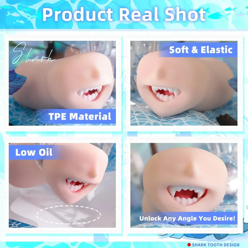 YUU Sea Predator Mouth Male Masturbator Real Mouth Deep Throat Pocket Pussy Blowjob with Fangs Tongue Masturbation Toys Oral Sex