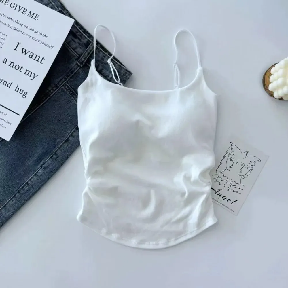 Sweet Sleeveless Suspender Vest Slim With Padded Cups Fitted Tops Underwear Short Vest Sports Activities — image 12