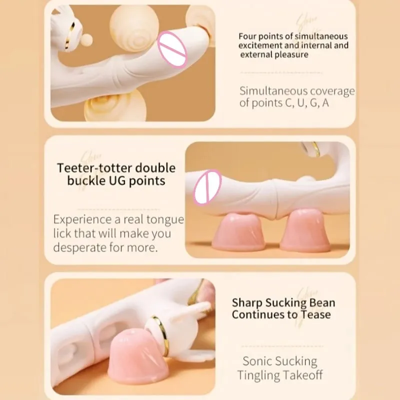 4in1 Thrusting Dildo Vibrator for Women Heating G Spot Clitoris Stimulator Sucking Vaginal Massager Sex Toys Female Masturbator