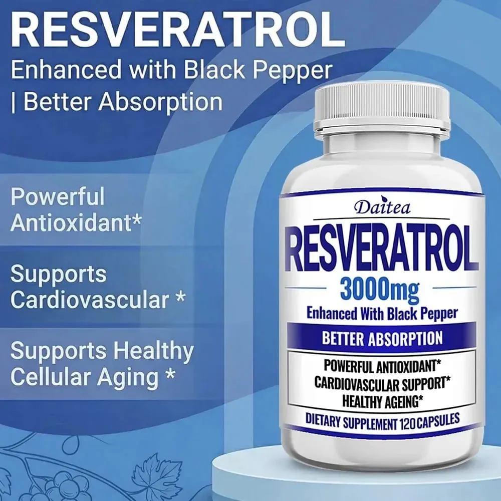Resveratrol Supplement Capsules - Anti-Aging Cardiovascular & Joint Support Skin Health — image 4