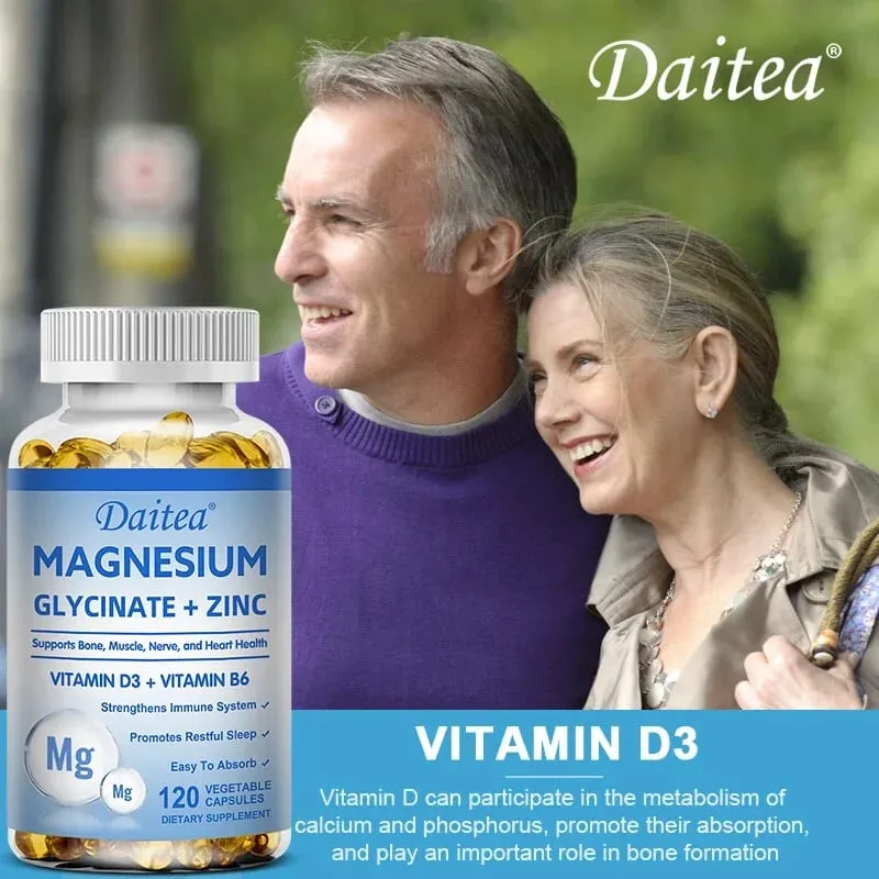 Daitea Magnesium Glycinate at Zinc Dietary Supplement - Bone Nerve Immune Support - Angkop para sa Mga Lalaki at Babae — image 5
