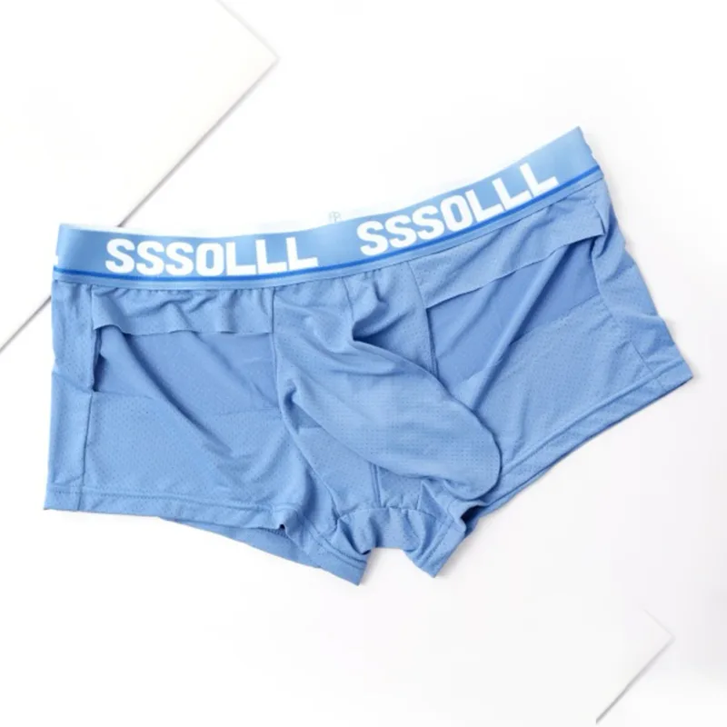 Men Breathable Mesh Boxer Shorts Soft Flat Corner Elephant Nose Trunks Underwear For Daily Wear Classic Letter Print Panties — image 3