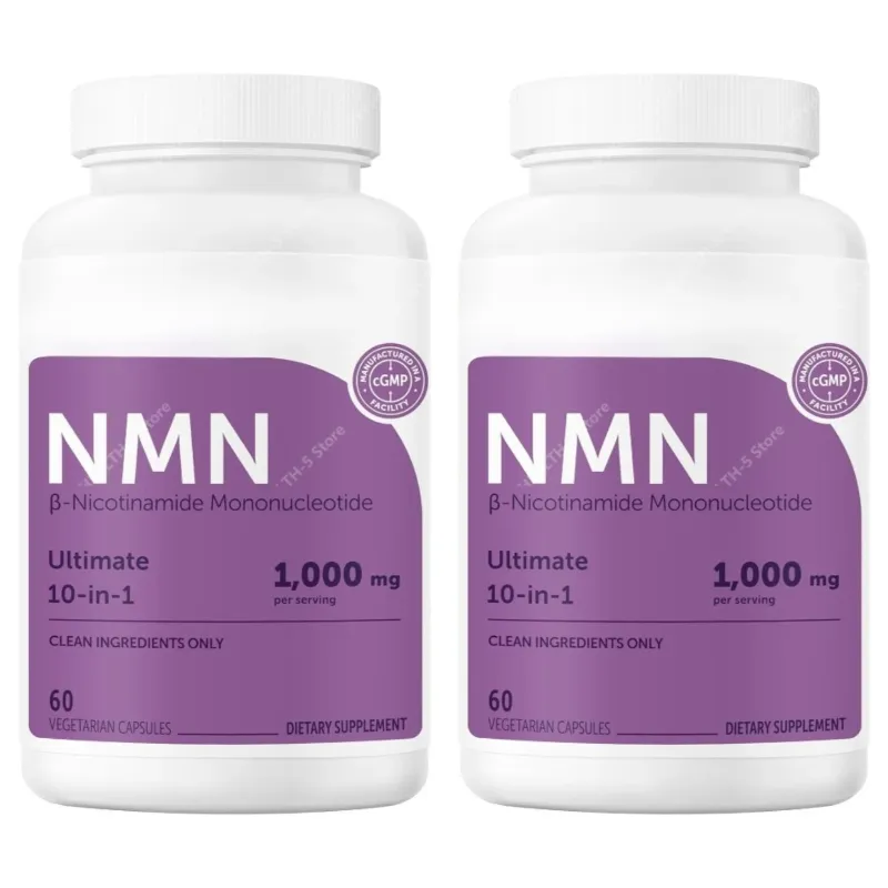 NMN Capsules 1000mg Per Serving with Resveratrol CoQ10 Vitamin C Vegan Formula Daily Wellness Supplement Clean Ingredients 120Ct