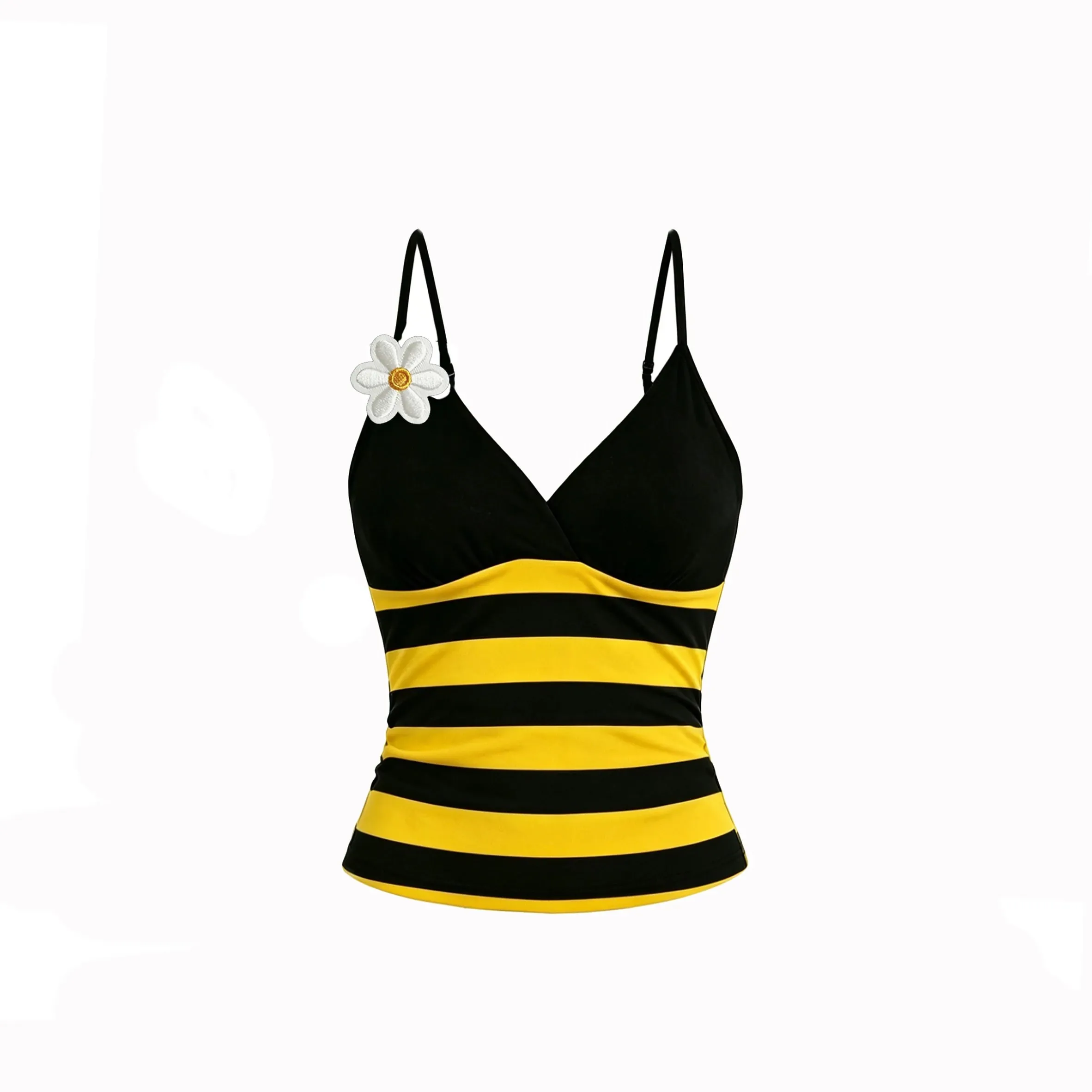 Kawaii Womens Ladybug Polka Dot Cami Top 3D Daisy Floral Decor V Neck Spaghetti Strap Tank Top Cute Y2K Cosplay Crop Camisole — image 8