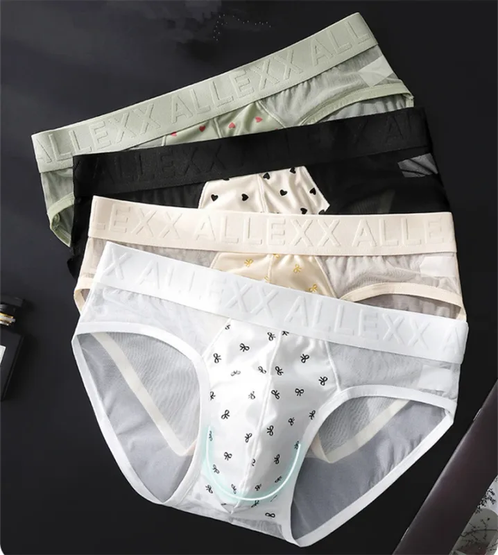 adults 18 plus cueca mesh men's underwear letter waist cuecas masculino print calzoncillos hombre 3D convex bag man lingеrie new — image 3