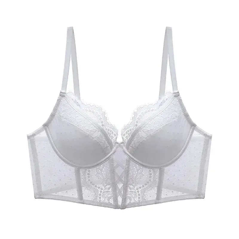Push Up krajkový set spodního prádla pro ženy Průsvitná košilka s měkkou kosticí podprsenka Fishbone Teddy Sexy svatební líbánky S-XL — image 8