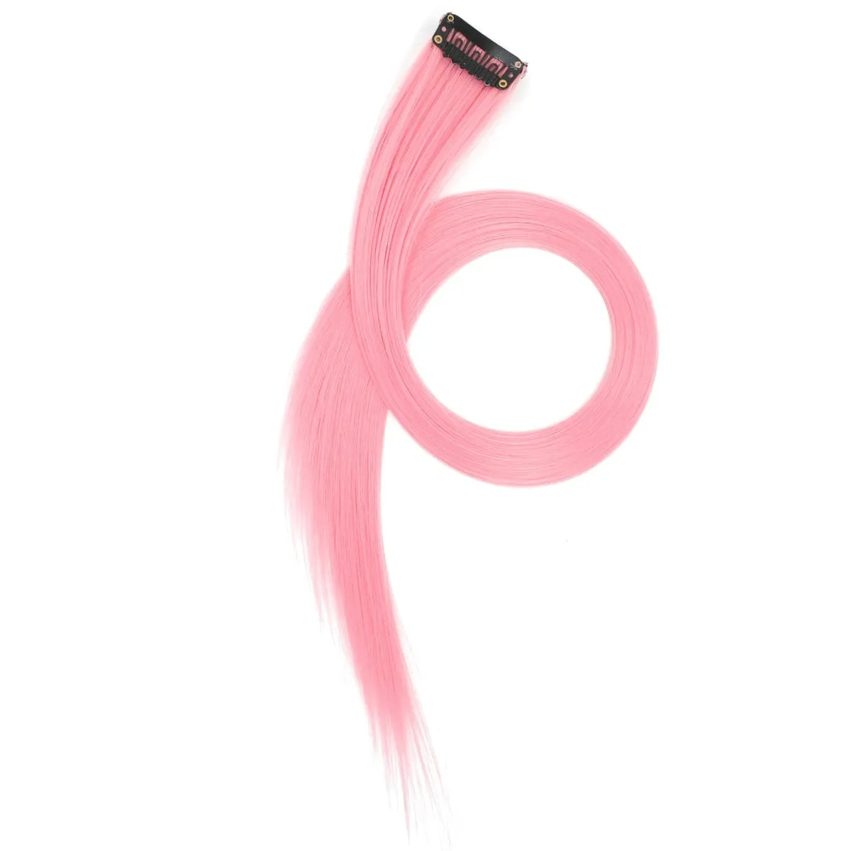 12pcs Colorful Bright Pink Hair Extensions Clip in Colored Party Highlights Extension Synthetic Hairpieces Straight for Women — image 11