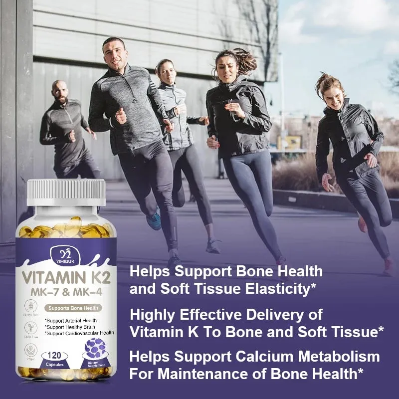 Vitamin K2 (MK7 & MK4) with D3 Supplement- Support Strong Bones & Healthy Brain Cardiovascular Health