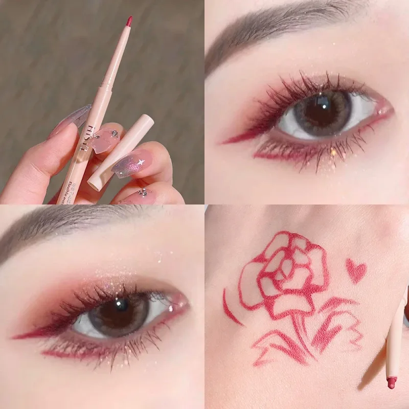 Ultra-fine Matte Red Gel Eyeliner Pencil Brown Under Eye Liner Pen Waterproof Matte Aegyosal Lying Silkworm Eyes Makeup