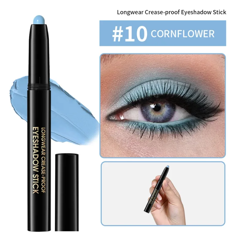 10colors Eyeshadow Stick Matte & Shimmer Shades Waterproof Smudge-proof Glitter Eyeshadow Pencil Stick Lasting Smooth Eye Makeup — image 14
