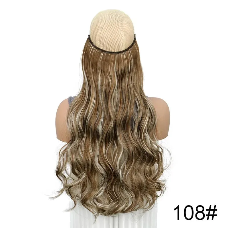 20Inch Synthetic Long Curly Invisible Wire Hair Extensions Headband Heat Resistant No Clips Hairpiece for Women — image 15