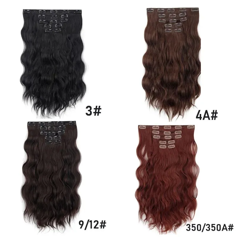 20Inch 5pcs/set Synthetic Hair Extension Long Curly Heat Resistant Black Hairpiece for Women — image 5