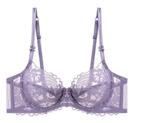 Everyday Lace Lingerie Ultra-thin Breathable Upper Support Anti-sag No Sponge Transparent Bra Set ladies Basic Underwear S-XL