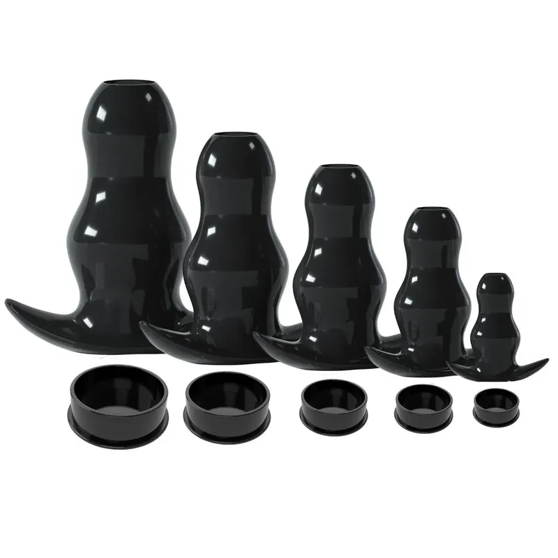 Ensemble de plug anal tunnel creux en TPE violet, bouchons d'étirement anal ouverts gradués, jouet sexuel flexible pour hommes et femmes