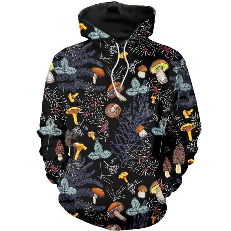 Corak Cendawan Berwarna Fesyen 3D Bercetak Sweatshirt Bertudung Kasual Super Besar Bertudung Sweatshirt Street Harajuku Pullover Lelaki — image 12