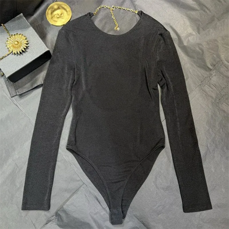 women's bodysuit New elastic knitted slim fit women's long sleeved top for autumn 2026 Sexy backless women's corset y2k T-shirt — image 3