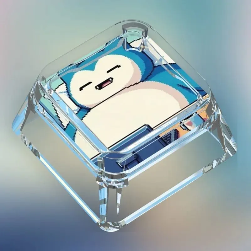 Creative Workman Style Pokémon Doll Transparent Single Keycap Cartoon Cute Snorlax Pikachu Cross Axis Mechanical Keyboard Keycap