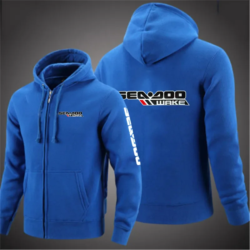 Sea Doo Seadoo Moto 2023 Férfi új, hosszú ujjú pamut egyszínű cipzáras páros pulóverek Egyedi pulóver Divatos felsők — image 11