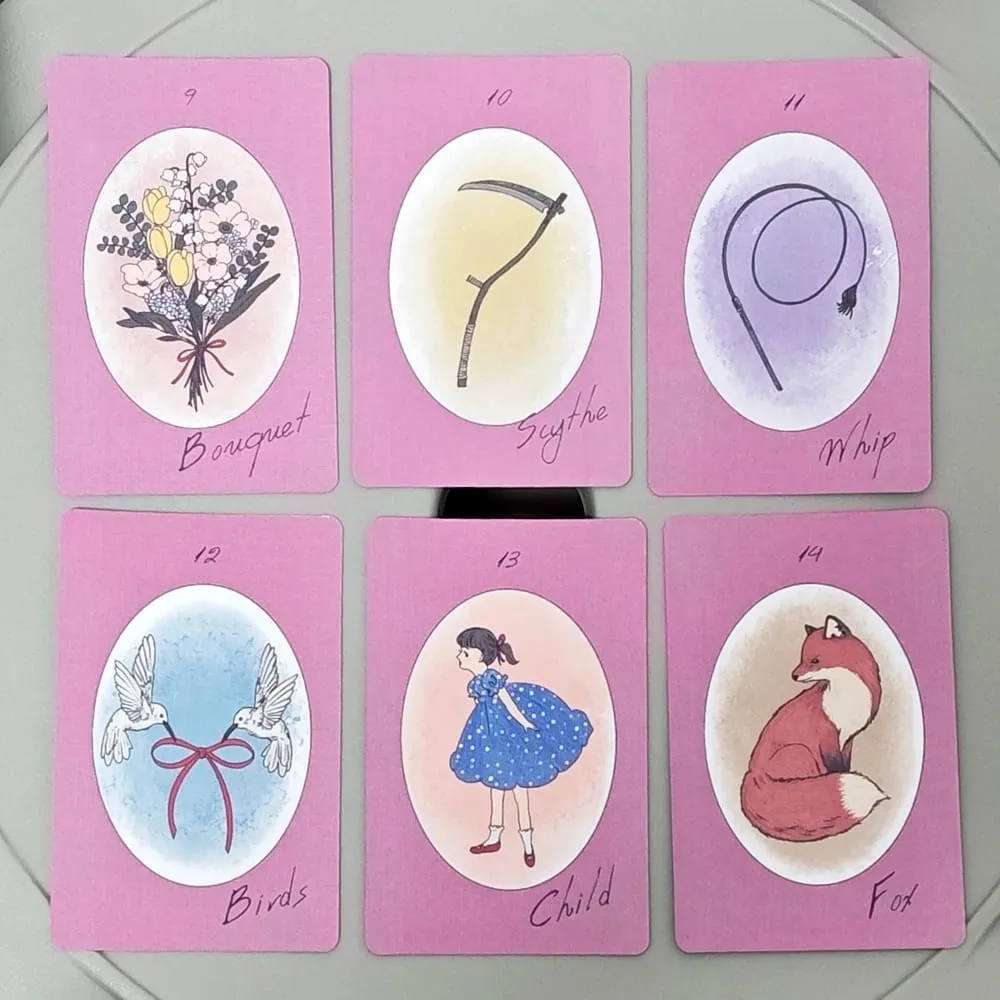 Ribbon Lenormand Deck 9*6cm 36 Pcs Lenormand Cards In A Stylish Matte Pink-purple with A Dull Feel