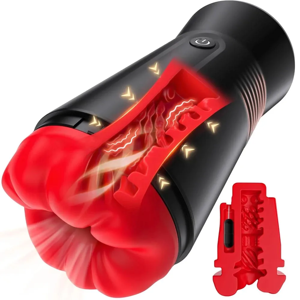 Male Masturbator 5IN1 Male Sex Toy with 9 Vibrating & 3D Mouth Stroker Cup Pocket Pussy Adult Sex Toys & Games Blowjob Toy — image 1