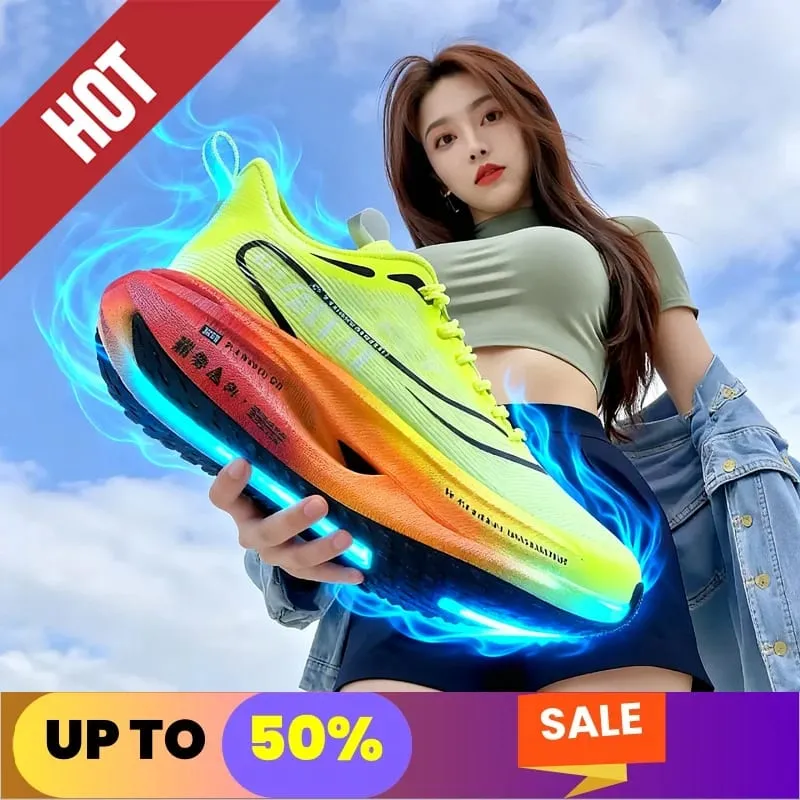 Fluorescence Running Shoes CarbonBoard Marathon Men Sports Breathable Women's Comfortable Athletic Sneakers Soft Wear Resistant — image 2