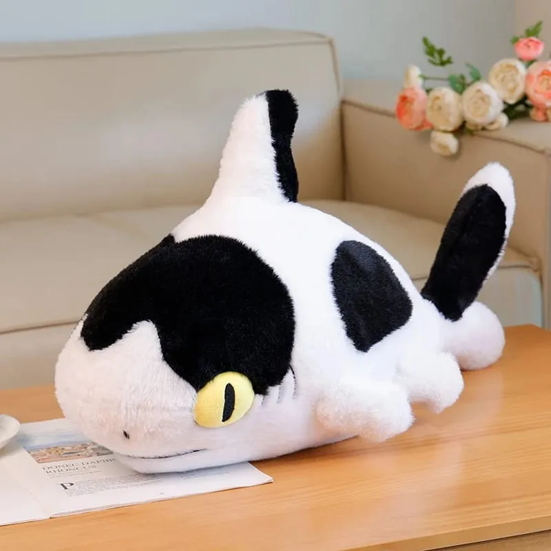 50/70cm Simulation Shark Plush Pillow With Cow Print Fluffy Decompression Cushion Home Decor Photography Prop Holiday Gift
