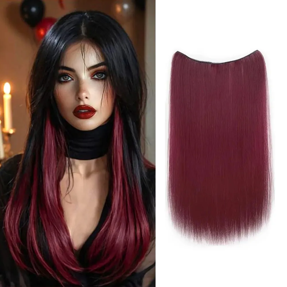 22‘’ Invisible 4Clip Long Straight Colored Synthetic Hair Extension Easy to Wear Suitable for Women's Daily or Holiday Wear.