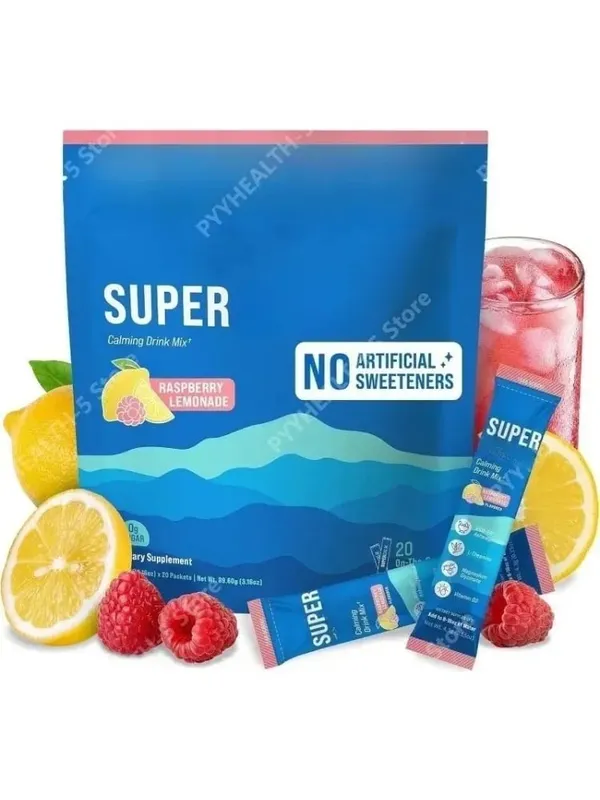 Powdered Drink Mix Cortisol Reducer and Sleep Aid Supplement L Theanine Magnesium Glycinate Vitamin D 3 No Sugar Non GMO 20 Ct