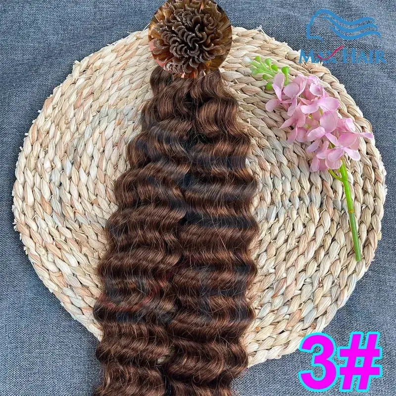 Keratin U Tip deep wave Human Hair Extensions 18-30 Inch Remy Hair Extensions High Quality Remy Human Hair salon Extensions — image 9