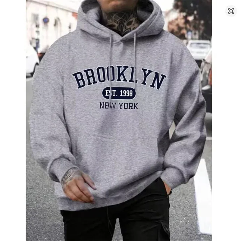Brooklyn Est 1998 뉴욕 인쇄 남성 후드 하라주쿠 Crewneck 까마귀 패션 Oversize Hoody 가을 편안한 Tracksuit