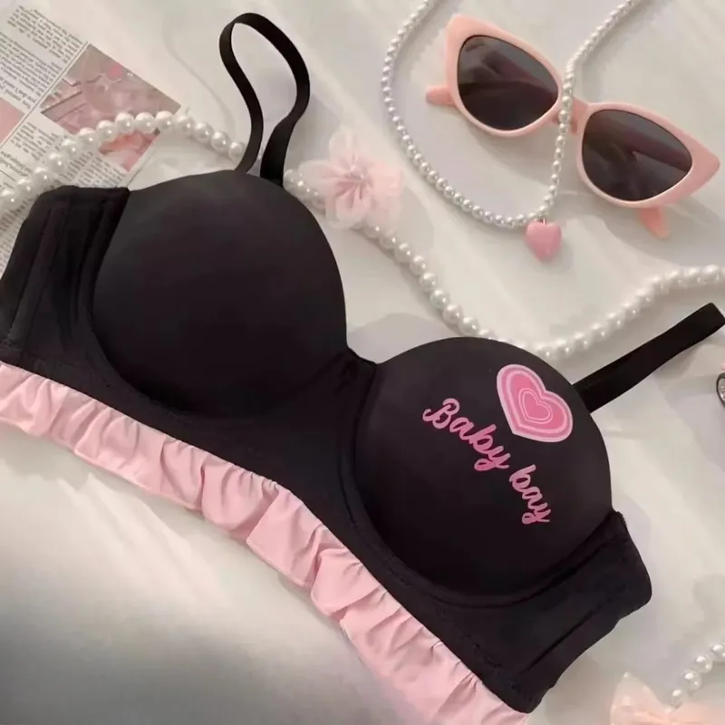 Lolita Inspired Lingerie Set for Small Chest Wireless Push Up Bralette to Enhance Curves Sweet Barbie Style Bra & Tushy Panty — image 11