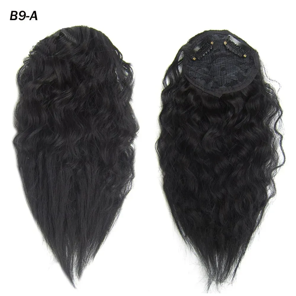 Zolin Short Kinky Curly Hair Bangs Extension With 2Clips One Piece Clip in Hair Black Light Brown Synthetic Hairpiece For Girls — image 7
