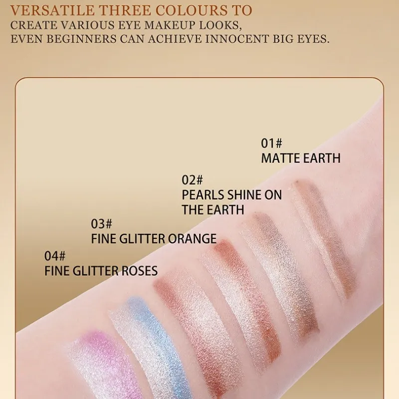 3 Color Matte Pearlescent Eye Shadow Stick Waterproof Durable Gloss Smoked Eye Makeup Cosmetics Long-Lasting Eye Shadow Stick — image 7