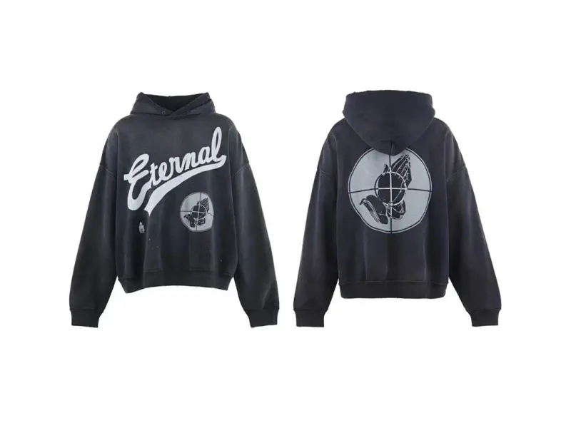 24FW SAINT Vintage Angel Printed Distressed Women Men Hooded Sweatshirt Hoodies Oversized Men Casual Cotton Pullover Hoodie