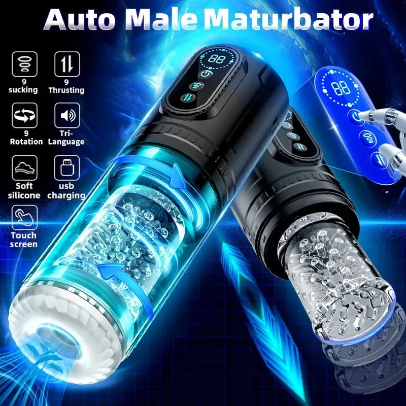High Speed Automatic Thrusting Rotating Piston Stroker Masturbator Telescopic Vagina Blowjob Masturbation Sex Toys for Men 18