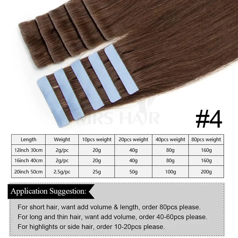 Injected Tape in Extensions Human Hair Invisible Tape in Hair Extensions 1B Natural Seamless PU Weft Tape On Hair 10pcs/pack