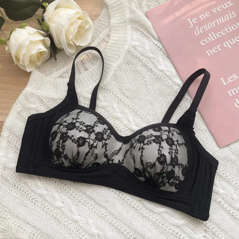 Sexy Push Up Lace Bralette Small Bust Wirefree Comfort Summer Ultra Thin Adjustable Straps Anti-Sagging Lingerie Set S-XL Bra — image 11