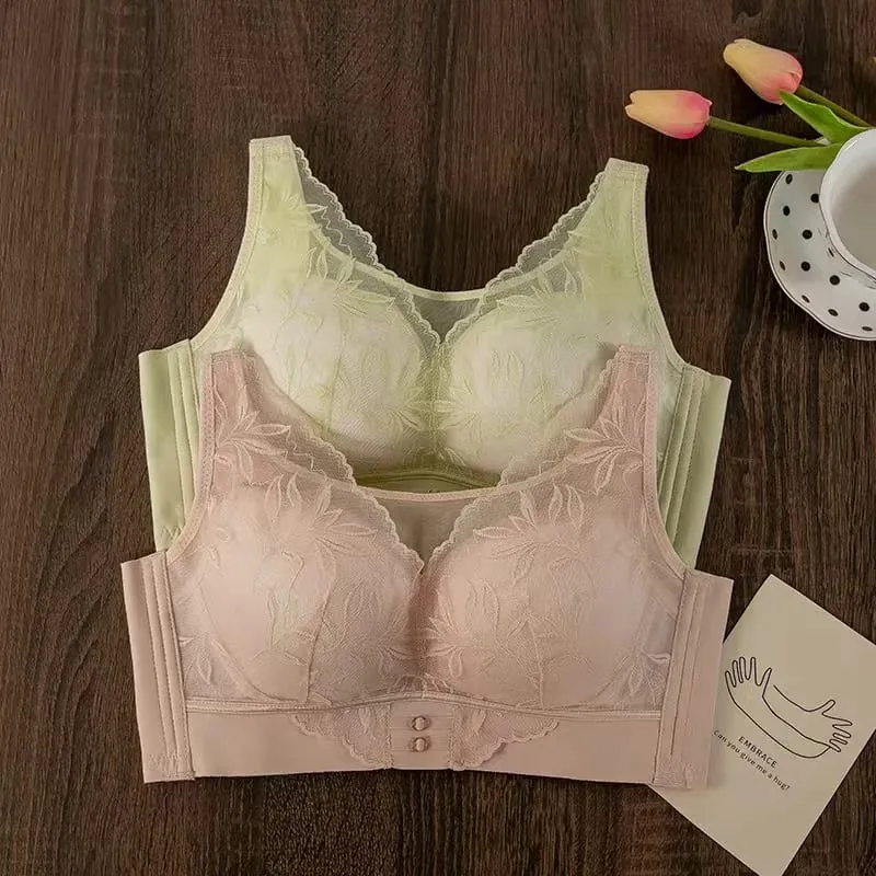 Plus Size Thin CD Cup Push up Bra Sexy Lace Wire-Free Soft Support Anti-Sagging Adjustable Lingerie Bra for Women — image 4