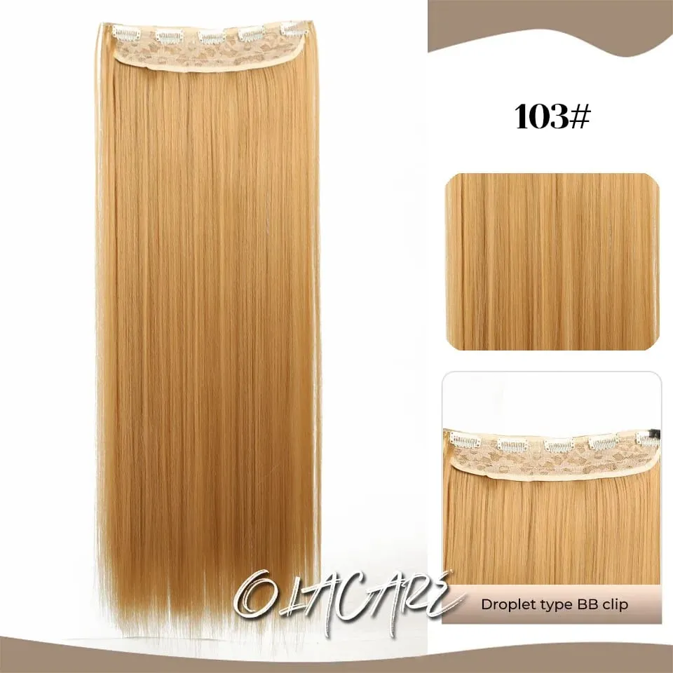 Synthetic Wig 5 Clip One Piece Invisible Hair Extensions Long Straight 24Inch Heat Resistant Hairpiece for Women — image 20