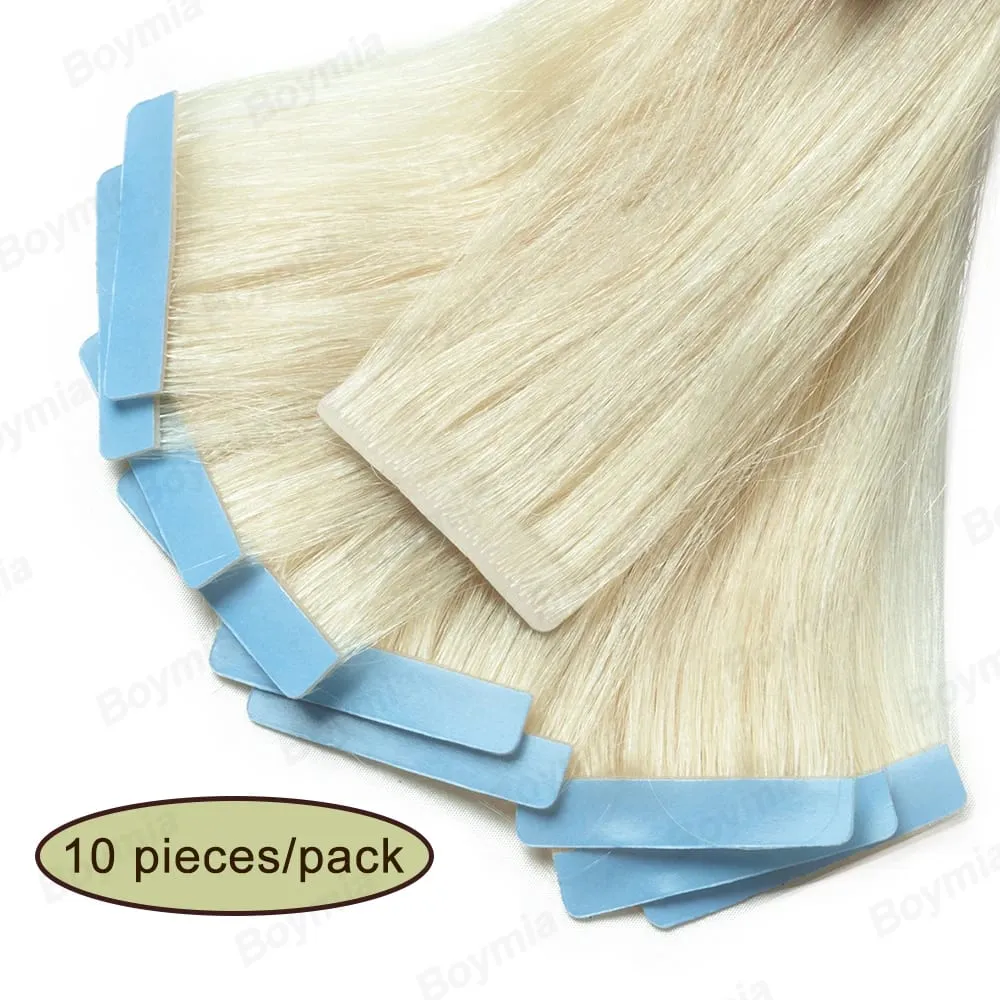 Injected Tape in Extensions Human Hair Invisible Tape in Hair Extensions 1B Natural Seamless PU Weft Tape On Hair 10pcs/pack