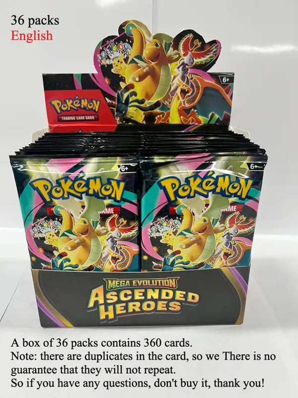 fun 40-360Pcs/Set Pokemon Card MEGA EVOLUTION Phantasmal Flames English Booster Battle Card Anime Fans Kids Birthday Gift Toy
