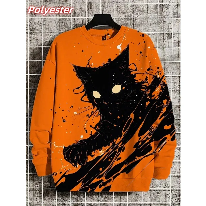Cat Sushi Mønster Hættetrøje Til Mænd Søde Dyr 3D Printet Pullover Efterår Langærmet Løs Rund Hals Hættetrøjer Sweatshirt Toppe — image 4