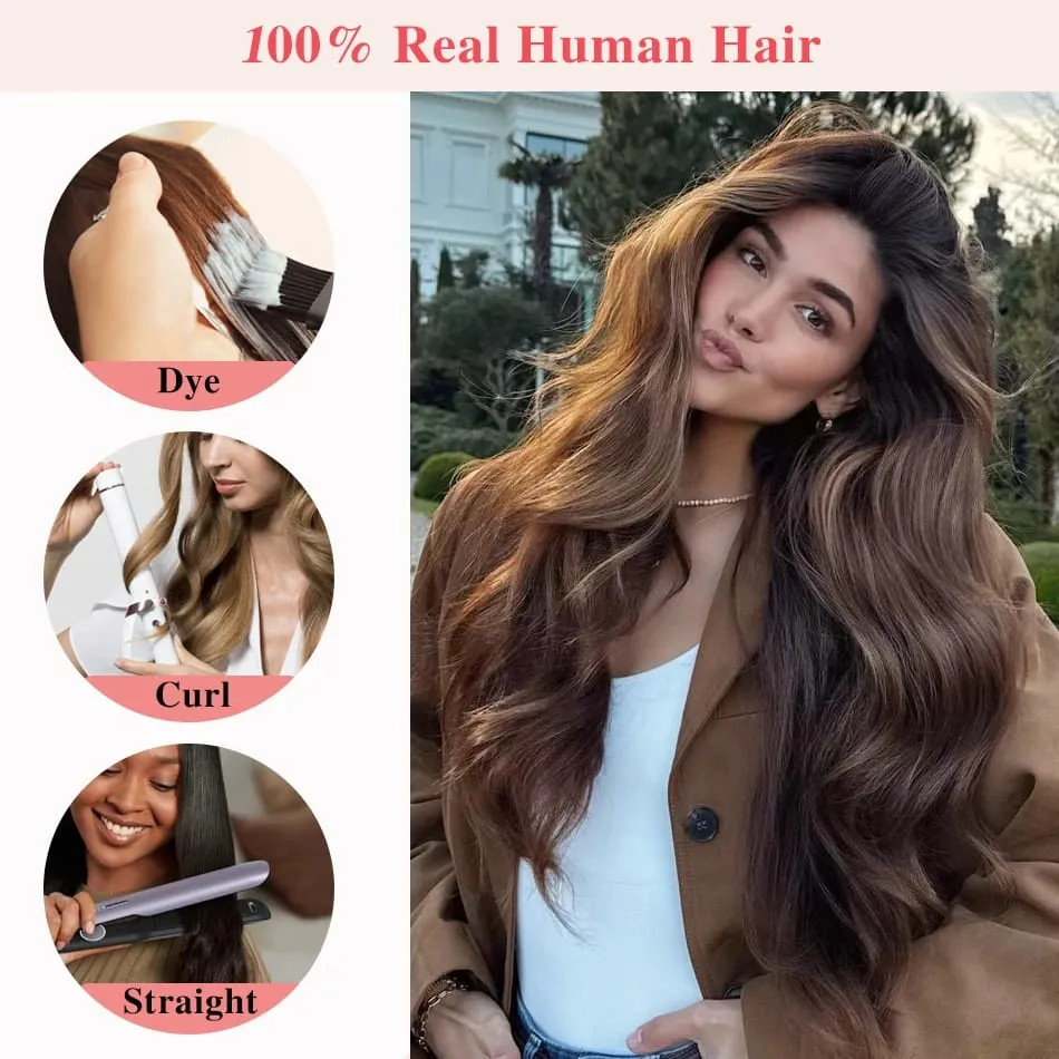 Natural Hair Tape in Extensions 100% Remy Human Hair Extensions Straight Balayage Brown Seamless Glue On Hair For Woman 20pcs