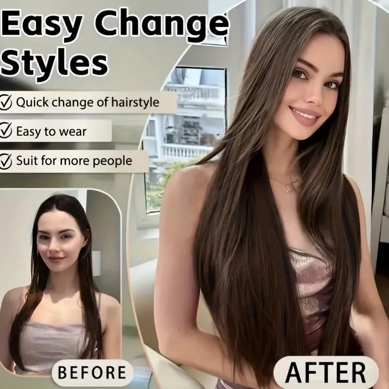 32Inch/40Inch Synthetic Long Straight Hair Extension Clip in Heat Resistant Natural Invisible Hair Accessory for Women