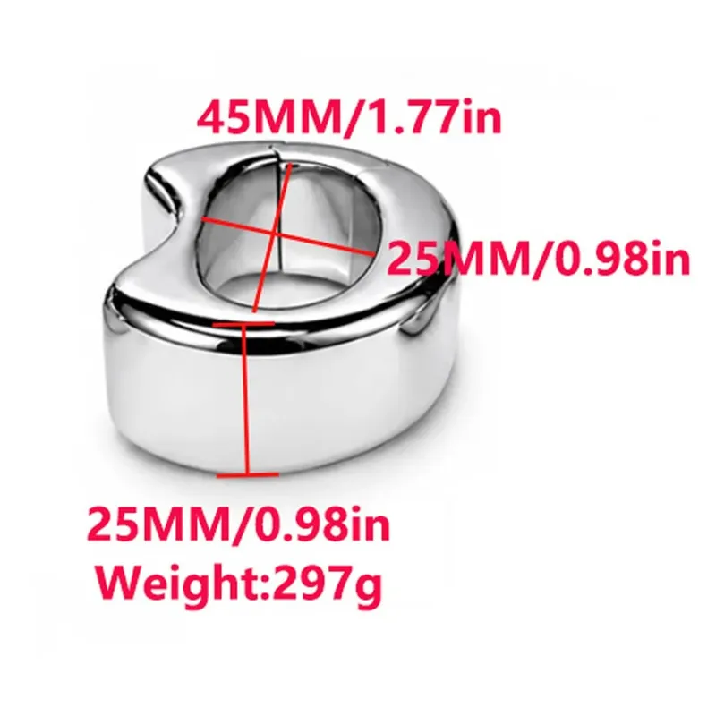 Stainless steel penis lock bondage cock Ring Heavy Duty male metal Ball Stretcher Scrotum Delay ejaculation BDSM Sex Toy for men