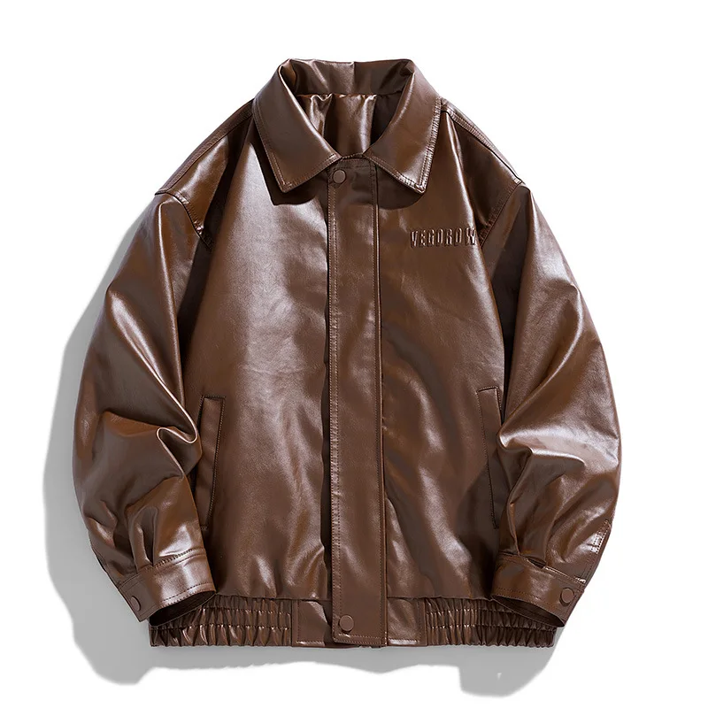 New men's PU leather jacket, stand-up motorcycle-style jacket, leather jacket for casual wear, high-quality durable jacket — image 2